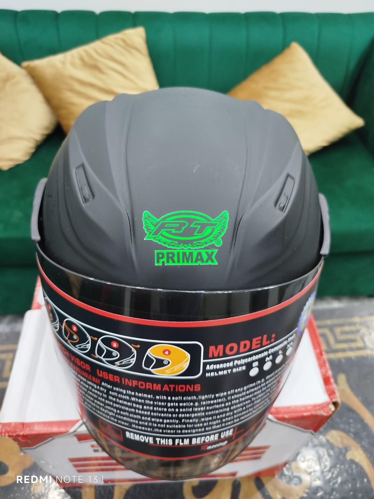 Primax Motorcycle Helmet – Lightweight Polycarbonate Racing Shell (Green)